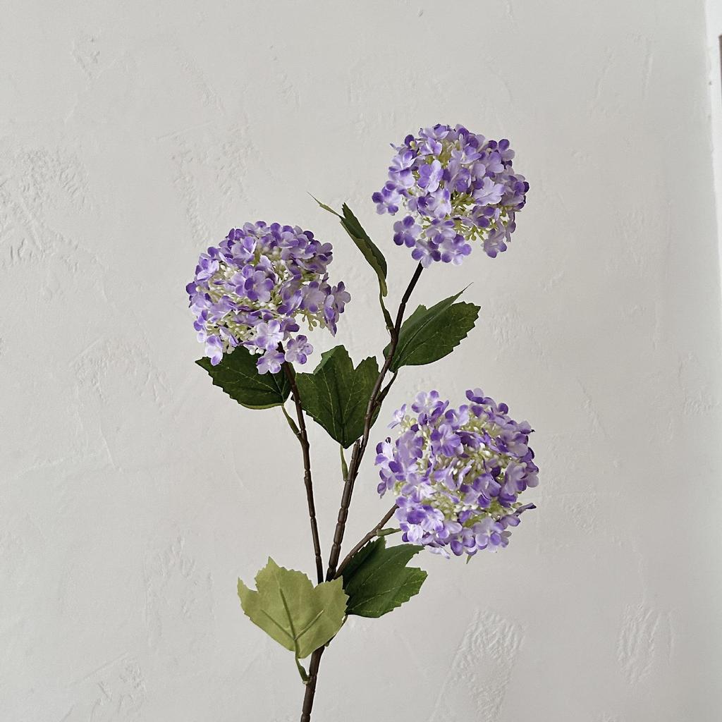 3-Head Hydrangea Snowball Artificial Flowers for Home, Living Room, Wedding Arrangements & Photo Props