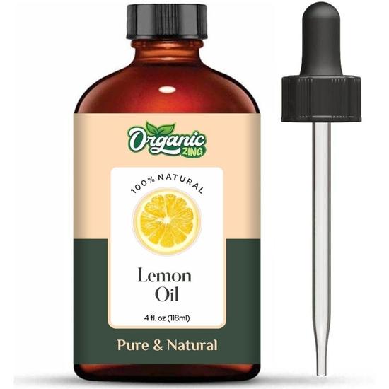 Organic Zing Lemon (Citrus Limonum) Oil | Pure & Natural Essential Oil for Skincare, Hair Care, Aroma & Diffusers - 118ml/3.99fl Oz
