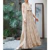 Johnature Woman Spring Fashion Chinese Style Print Casual Dress Solid Color Niche Sleeveless V-neck Vintage Dress