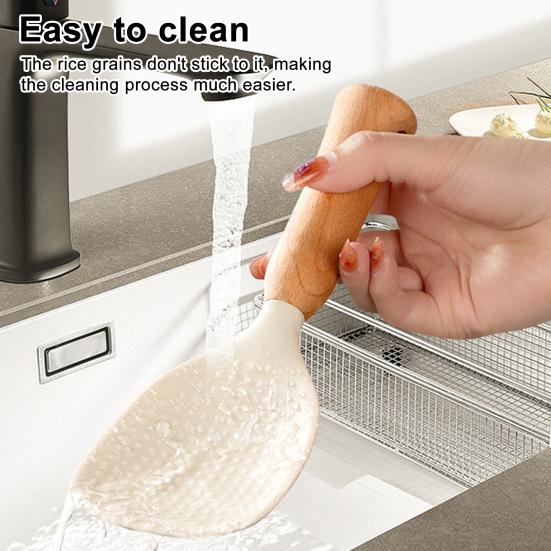 Silicone Rice Spoon for Cooker Ergonomic Handle Spoon Scratch-Resistant Non-Stick Essential Kitchen Utensil for Serving Mixing