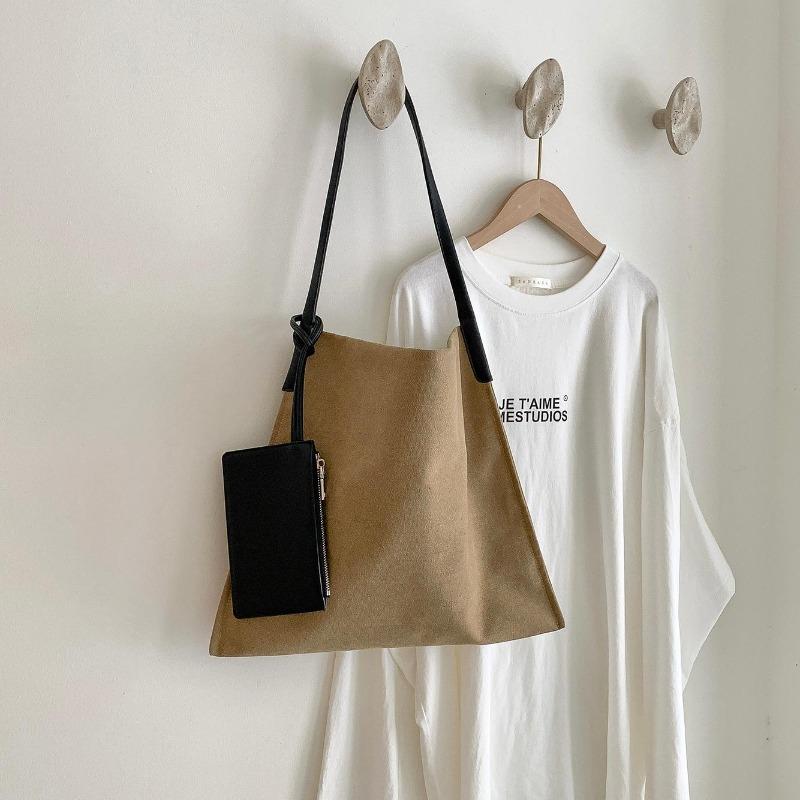 Canvas bag Lazy wind splicing tote bag Commuter large capacity New fashion Mother and child shoulder bag Women