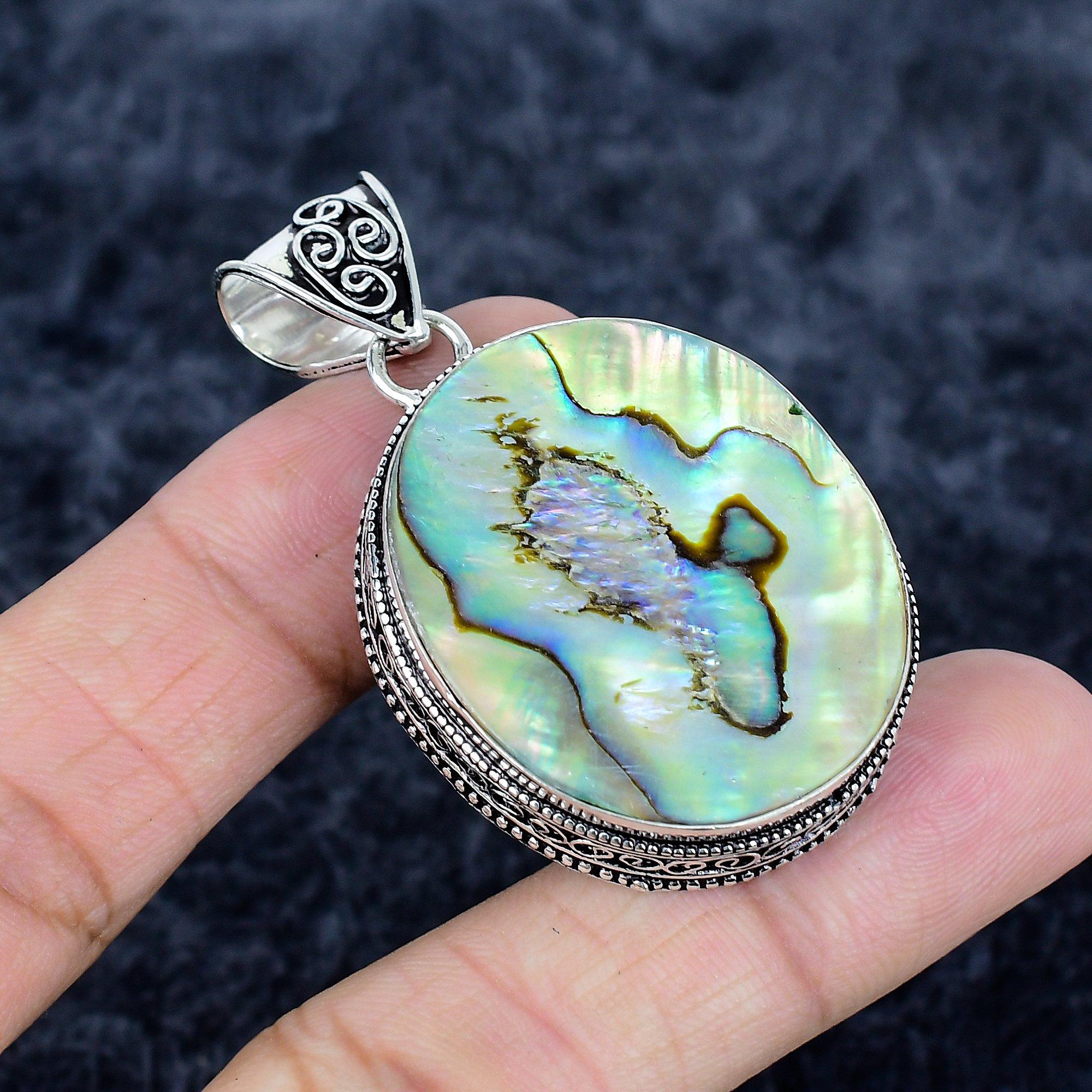 

Abalone Shell Gemstone Handmade 925 Sterling Silver Jewelry Pendant 2.17 MM-3398
