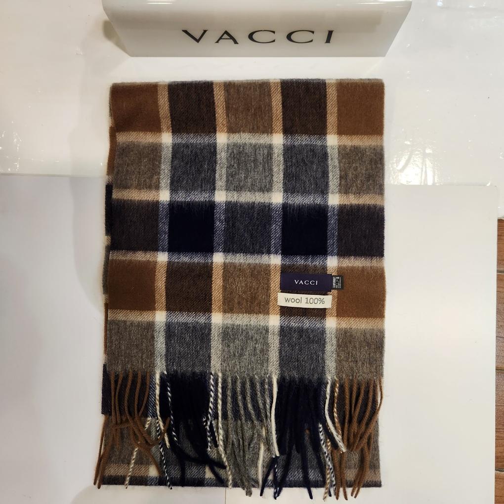 Men's Winter 100% Wool Long Muffler Beige Navy White Mixed Big Check Scarf VM1M 4BR118I0