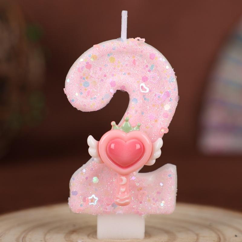 New Pink Magic Wand Number Candle Birthday Cake Party Decoration Handmade Number Candle 0-9