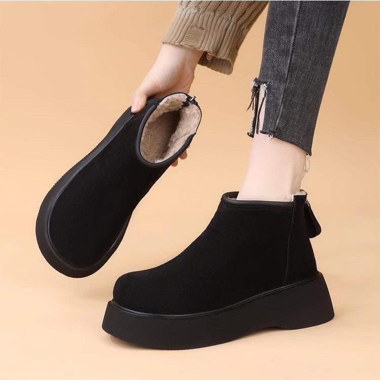 Thick-soled heightening Birkenstocks women's Martin boots 2025 new autumn and winter velvet warm snow boots short boots cotton shoes