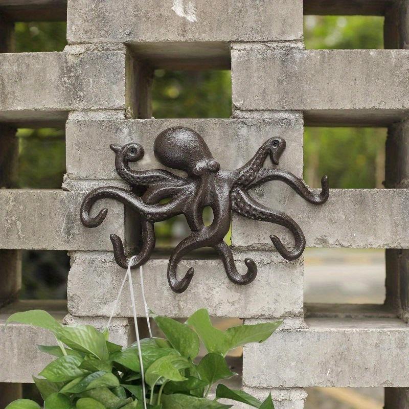 Heavy Duty Octopus Key Holder for Wall Cast Iron Hooks with 6 Tentacles Rustic Decorative Towel Coat Mounted Organizer