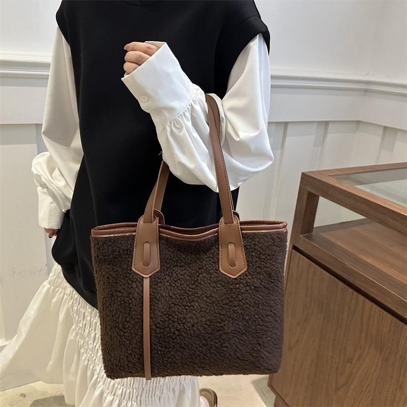 Simple tote bag plush autumn and winter handbag women's bag shoulder bag large capacity women's atmospheric bag