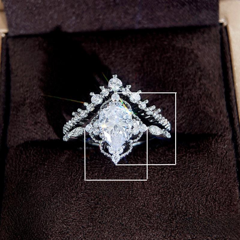 European and American Cross-border Couple's Water Drop Lace Crown Ring - Hot Sale Women's Ring