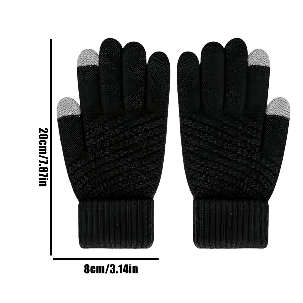 Knitted Touchscreen Gloves Anti Slip  Warm Winter Warm Fingered Gloves Thickened Gloves  for Running Sports Driving Riding