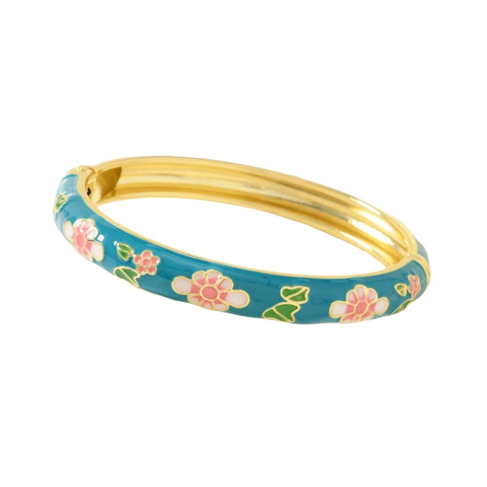 Elegant Enamel Bracelet Colorful Alloy Cloisonne Bangle Ethnic Floral Motifs Vintage Dropped Glaze Bracelet Party Jewelry