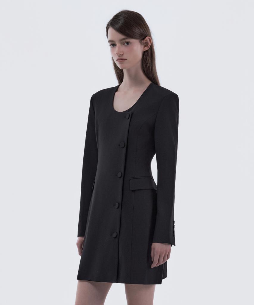 Mausolleum Jenn Round Neck Suit Jacket Dress - Black