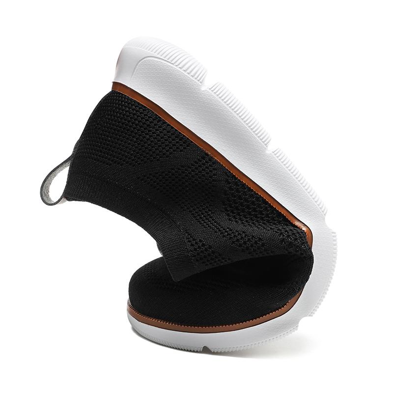 Fashion Retro Style Men's Casual Shoes Lightweight Knitted Walking Shoes Breathable Mesh Outdoor Traveling Flat Shoes