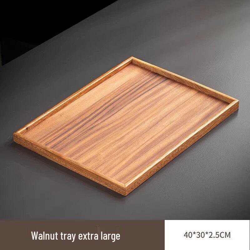 Rectangular Wooden Double-Layer Serving Tray