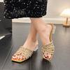 Fashion 2025 Summer New Women Sandals Platform Slip-On Sexy Party Shoes Women Open Toe Rhinestones High Heels Sandals Sandalias De Mujer