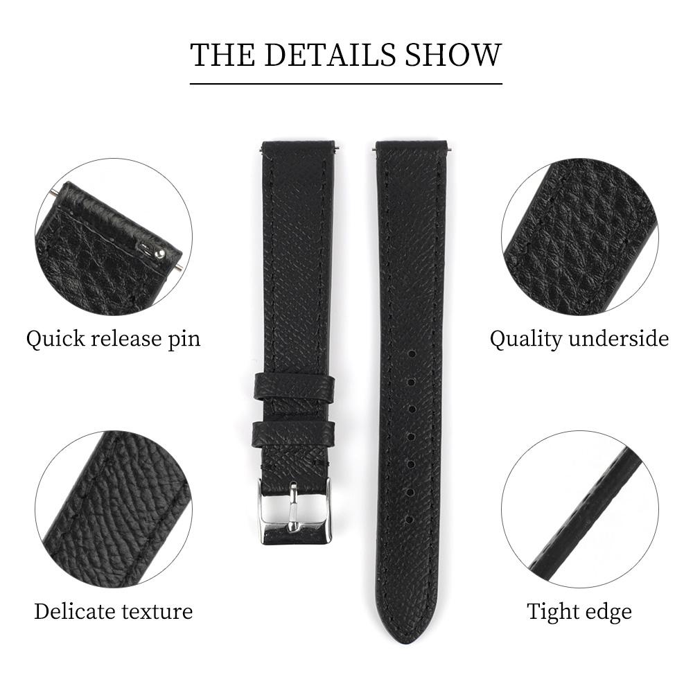 First Layer Calfskin Leather Watchband 18mm 19mm 20mm 22mm Quick Release Watch Band Hand-Made Palm Pattern Wristband Belt