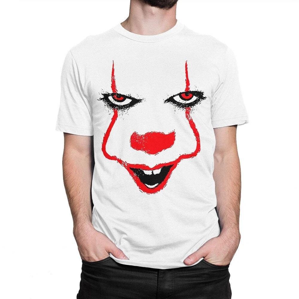 It Movie Pennywise The Clown Face Costume 100% Cotton T-shirt Mens Tees Top 4XL