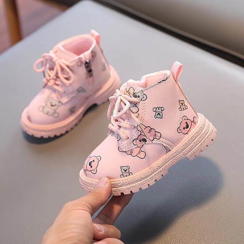 

Ботинки Мартин для девочки плюс бархатные короткие ботинки, ботинки для девочки, детская теплая обувь принцессы, обувь для малышей на мягкой подошве 23 розовый