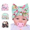 Infant  Girls Beautiful Floral Print Nursery Newborn Hospital Lovely Cute Hat Cap with Big Bow