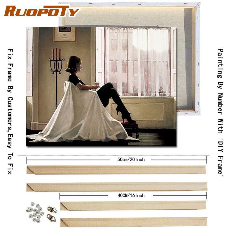 RUOPOTY DIY Frame Seaside Girl DIY Painting By Numbers Figure Oil Painting Wall Art Canvas Painting For Home Decors Diy Gift Art
