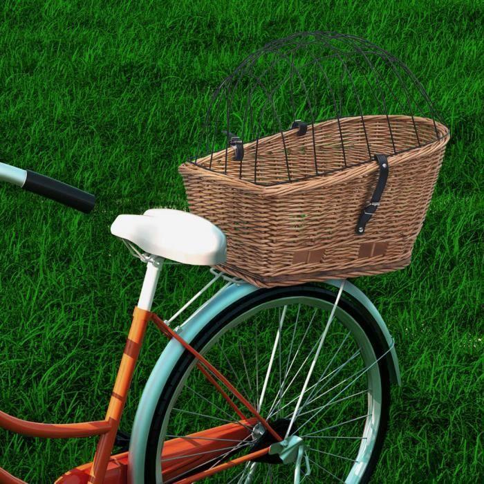 VidaXL Panier arrière de vélo avec couvercle 55x31x36 cm Saule naturel
