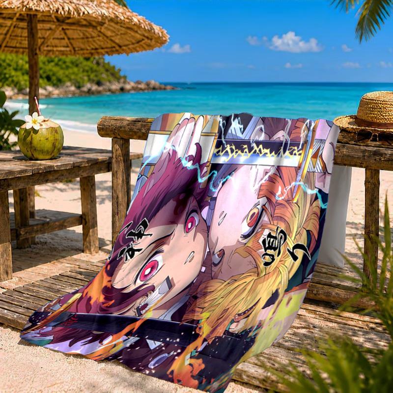 Powerful Demon Anime Beach Towel Microfiber Beach Towel, Lightweight and Quick-Dry, for Summer Travel, Swimming Pool Fan Birthday Gift