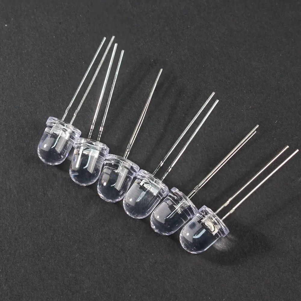 50 buc/lot 8MM LED pălărie de paie/ceață/culoare/transparente kit de diode emițătoare de lumină alb albastru verde roșu galben becuri LED cu diodă emițătoare F8