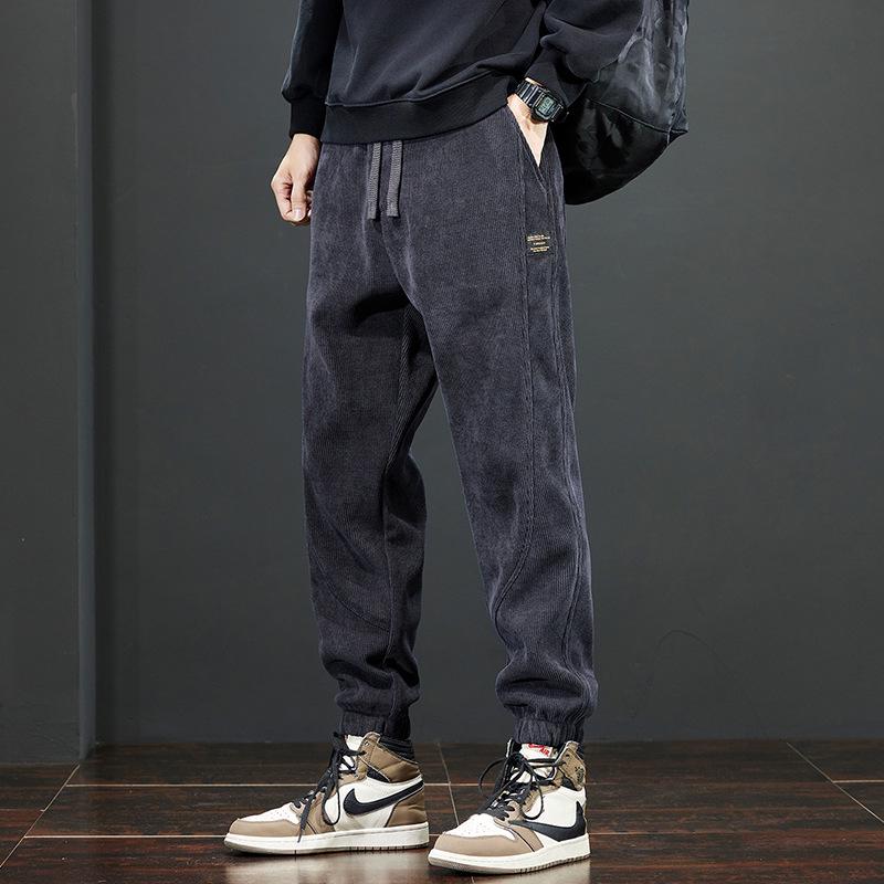 Herren 2025 Winter Fleece-gefütterte Cord-Sweathose: Dicke lässige Baumwollhosen für Herbst & Winter