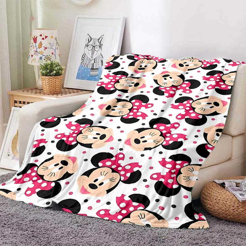 6 Sizes Warm Soft Disney Cute Minnie Cartoon Blanket Fluffy Children and Adults Luxury Gifts for Home Travel Camping Picnic