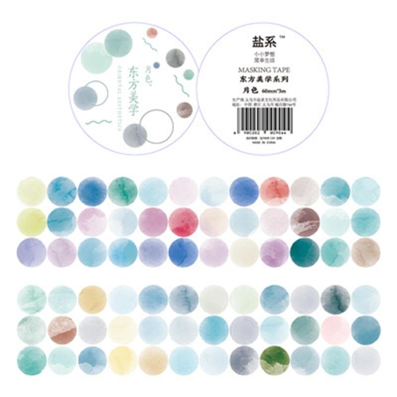 1 Roll Watercolor Polka Dot Sticker Junk Journaling Accessories Scrapbooking DIY Color Label Washi Sticker Stationery Suit