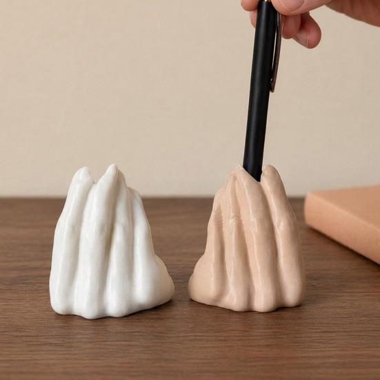Solid Base Pen Holder Funny Hand Gesture for Desk, 3D Printed Creative Novelty Pencil Stand, Desktop Organizer Office Accessories Desk