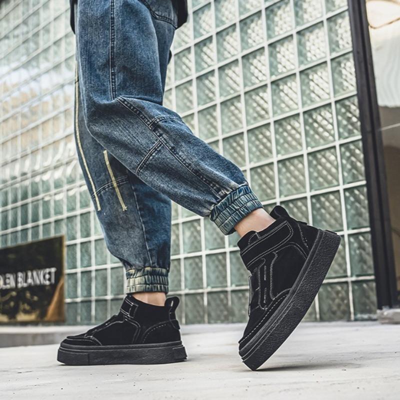 Fashion Men High Top Works Shoes Casual Board Shoes Non Slip Wear-resistant Walking Shoes Designer Retro Sneakers Loafers Zapatos Hombre