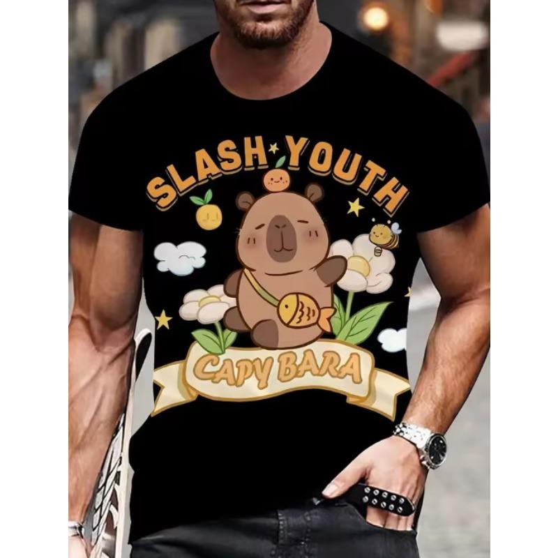 

Breathable Casual Short Sleeve Fashion Printed Top Loose Crew Neck T-Shirts Men’s 6XL