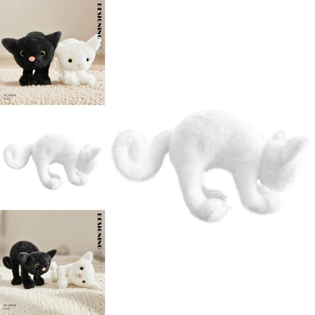 Black And White Cat Plush Toy With Funny Expression For Halloween Gift And Collectors Item