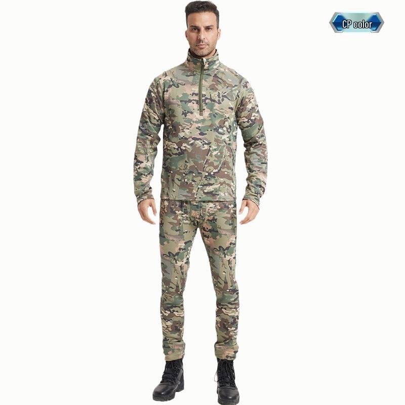 Camouflage Fleece Base Layer Set for Outdoor Sports  Winter Cycling XL