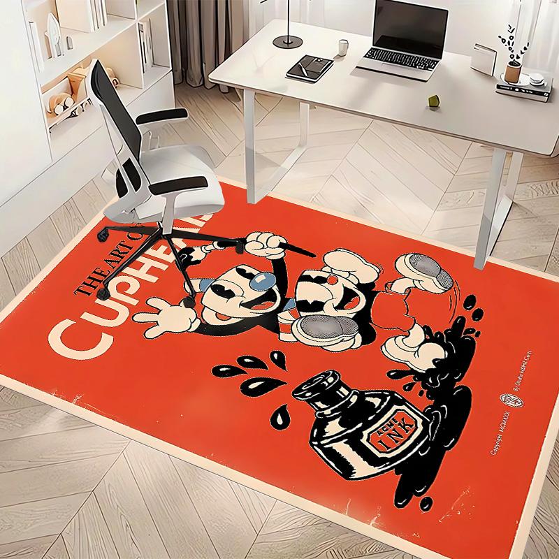 Cuphead Printed Absorbent Washable Carpet, Non-Slip Bathroom Mats, Kitchen Rugs, Yoga Mat,Living Room Entrance, Camping Picnic Rugs
