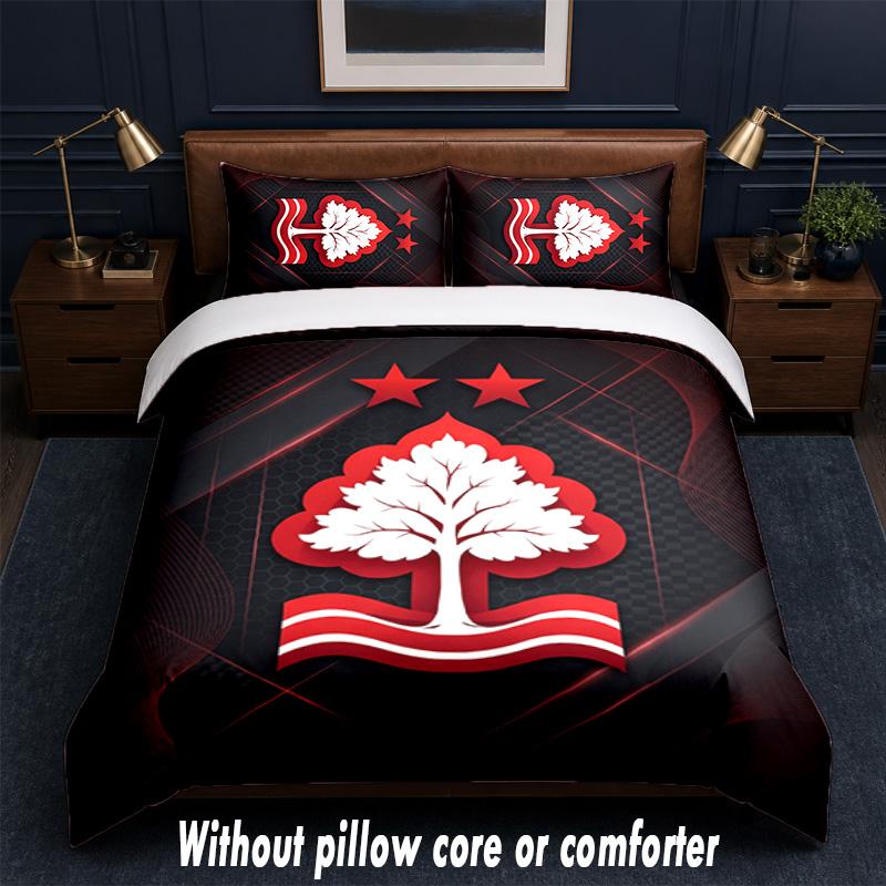 Nottingham Forest Design Bett Bettwäsche-Set 1 Bettbezug + 2 Kissenbezüge Weich Atmungsaktiv Haushalt Bettwäsche