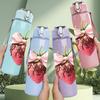 1PC Chocolate Dipped Strawberry Sweet Print 750ml Color Plastic Sports Water Bottle Leakproof Flip Straw Lid Suitable for Sports Office Home Use
