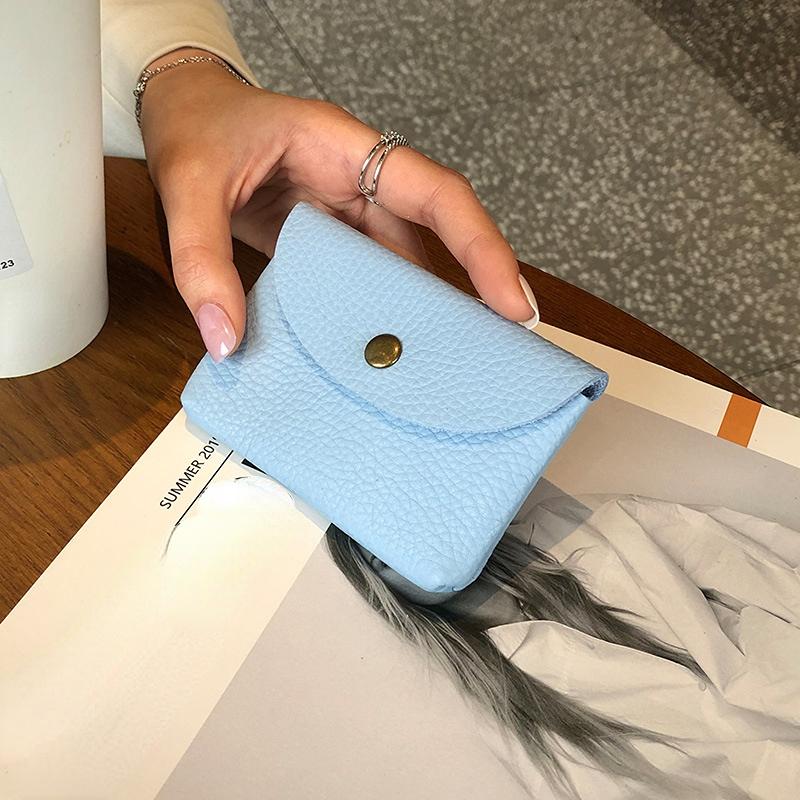 Soft Leather Coin Bags Money Wallet Buckle Pouch Coin Purse Small Portable Credit Bank ID Card Holder Mini Organizer Storage Bag