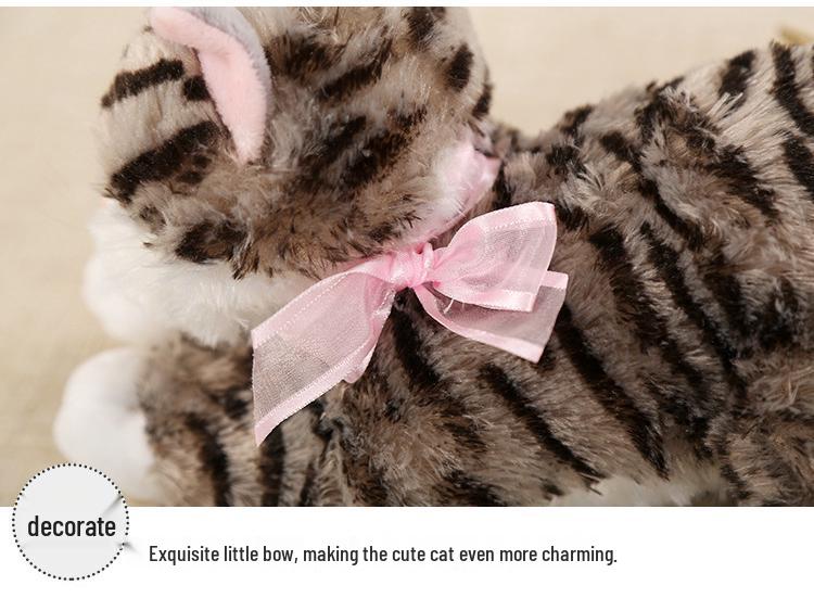 Realistic Meowing Musical Cat Plush Toy - Lying Kitten Doll Birthday Gift