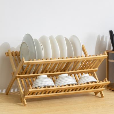 Retro Folding Dish Rack Natural Utensil Holder Practical Drying Holder  Home