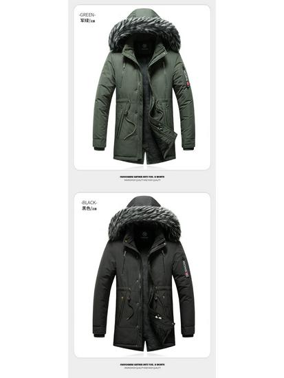 Herren Winter Slim Fit Kapuzenjacke - Mittellang, Dick und Modisch