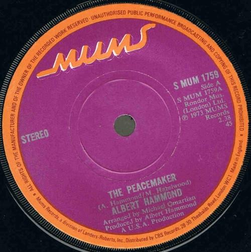

7-дюймовая пластинка ALBERT HAMMOND The Peacemaker SMUM1759 Mums Records 1973 UK Rock Б/у