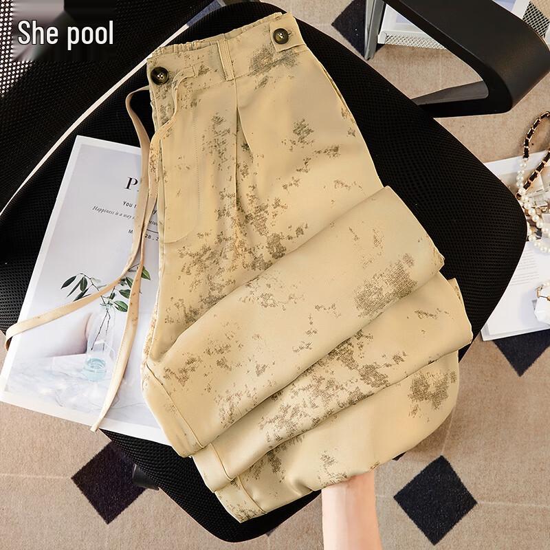Women s High-Waist Draped Wide-Leg Trousers L