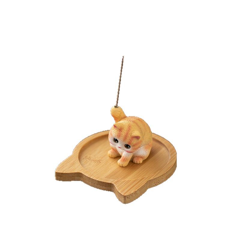 Cute Kitten Line Ceramic Aromatherapy Burner Creative Home Decoration Ornaments Household Zen Tea Ceremony Incense Burner