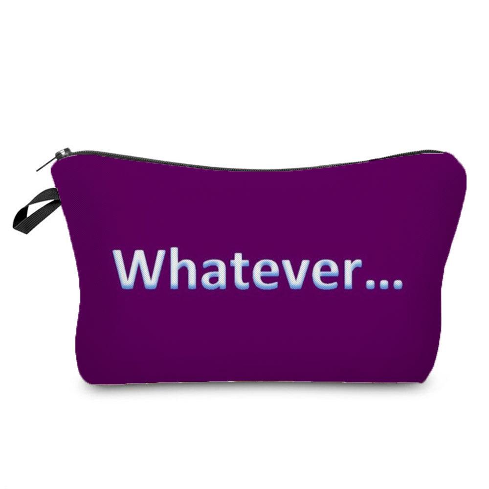 Women English Alphabet Print Cosmetic Bag Toiletries Organize Travel Storage Case 6696