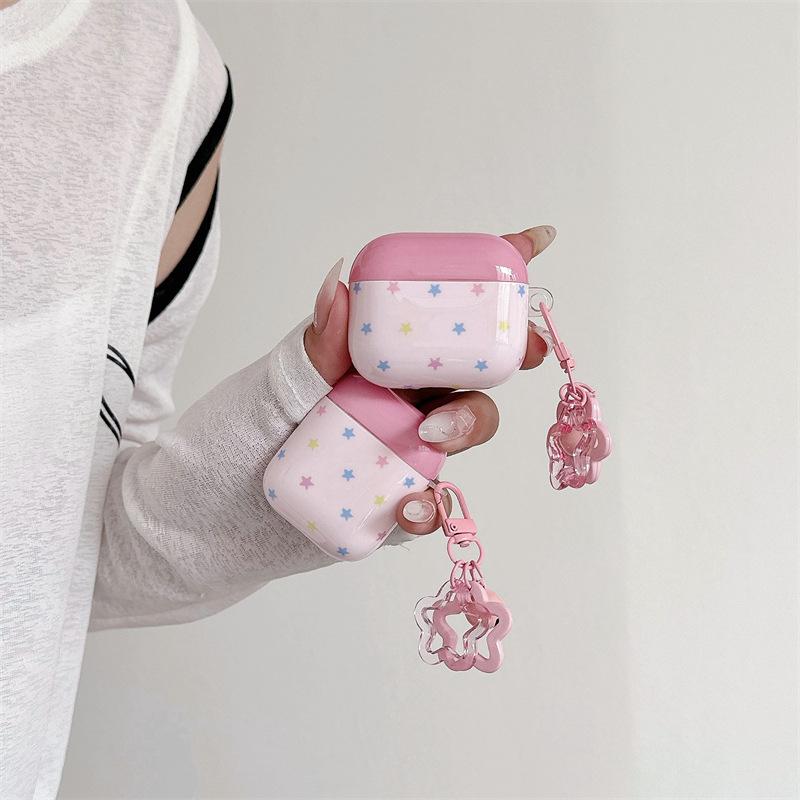 Pink stars for AirPods pro2 apple bluetooth wireless 1/2/3 generation earphone cover cute cartoon woman