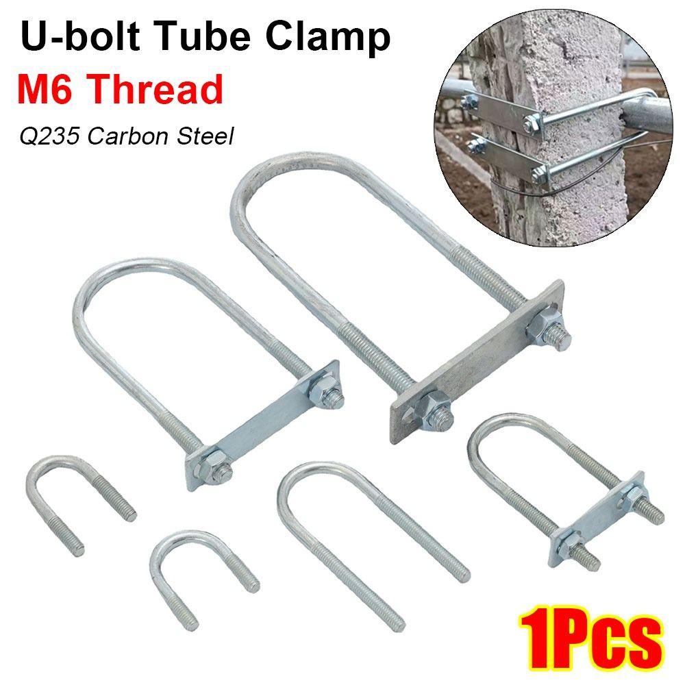 1Pcs New Galvanized Q235 Carbon Steel M8 Round Tube Clamp With Baffle Screws Round Bolt Pipe U-clamp for Round Tube