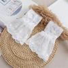 Female Shirt Detachable Cuffs for Womens Lace Flower Mesh Fake Flared Sleeves Pleated False Cuffs Sweater Blouse Wrist Warmers