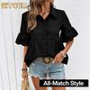 BITCED Damesmode Casual Effen Kleur Print Korte Mouw POLO Hals Blouses & Overhemden