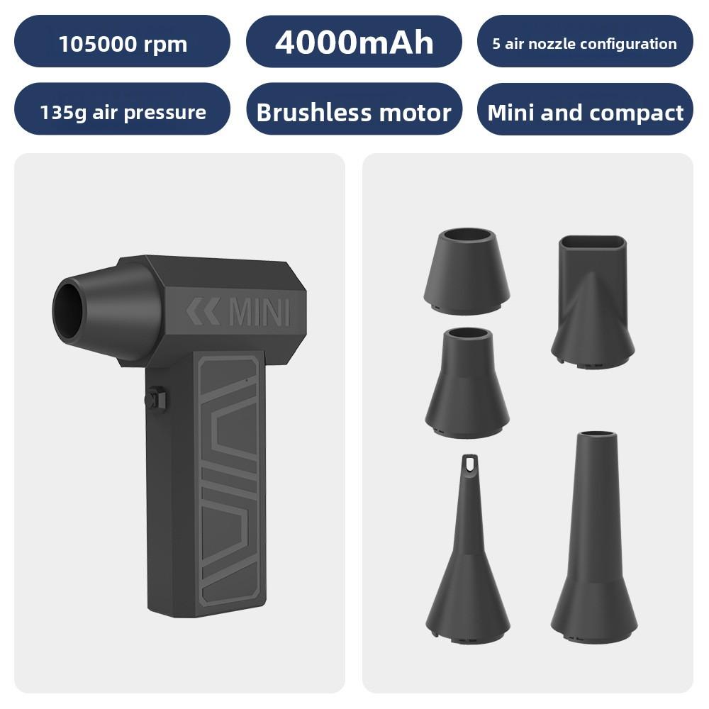 

Электрический воздуходув для удаления пыли, зарядка Type-C, инструмент для чистки и выдувания, турбореактивный вентилятор 130000 об/мин, выдувание снега с автомобиля, 4-ступенчатая регулировка, портативный 12.2*9.4*3.6